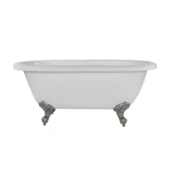 Windsor Acrylic Double Ended Clawfoot Tub - Continuous Roll Rim - No Faucet Drillings - Ball & Claw Feet -VINTAGE TUB Store rma60de0wdibn front 2