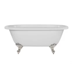 Windsor Acrylic Double Ended Clawfoot Tub - Continuous Roll Rim - No Faucet Drillings - Ball & Claw Feet -VINTAGE TUB Store rma60de0wdipn front 2