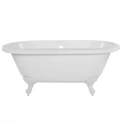 Windsor Acrylic Double Ended Clawfoot Tub - Continuous Roll Rim - No Faucet Drillings - Ball & Claw Feet -VINTAGE TUB Store rma60de0wdis front 2