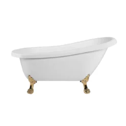 Charleston Acrylic Slipper Clawfoot Tub - No Faucet Drillings - Lion Paw Feet -VINTAGE TUB Store rma62sl0wlppb front 2