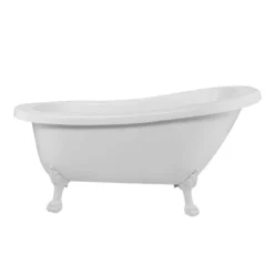 Charleston Acrylic Slipper Clawfoot Tub - No Faucet Drillings - Lion Paw Feet -VINTAGE TUB Store rma62sl0wlpw front 2