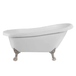 Charleston Acrylic Slipper Clawfoot Tub - Rim Faucet Drillings - Lion Paw Feet -VINTAGE TUB Store rma62sl7wlpbn front 2