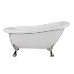 Charleston Acrylic Slipper Clawfoot Tub - Rim Faucet Drillings - Lion Paw Feet -VINTAGE TUB Store rma62sl7wlppn front 2 2
