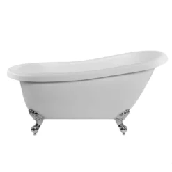 Bristol Acrylic Slipper Clawfoot Tub - No Faucet Drillings - Imperial Ball & Claw Feet -VINTAGE TUB Store rma62sl7wsic front 5