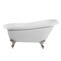 Bristol Acrylic Slipper Clawfoot Tub - No Faucet Drillings - Imperial Ball & Claw Feet -VINTAGE TUB Store rma62sl7wsipn front 2