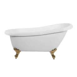 Bristol Acrylic Slipper Clawfoot Tub - No Faucet Drillings - Imperial Ball & Claw Feet -VINTAGE TUB Store rma62sl7wsis front 2