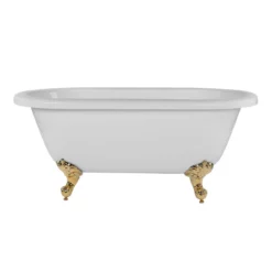 Windsor Acrylic Double Ended Clawfoot Tub - Continuous Roll Rim - No Faucet Drillings - Ball & Claw Feet -VINTAGE TUB Store rma66de0wdis front 2