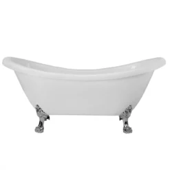 Florence Acrylic Double Slipper Clawfoot Tub - No Faucet Drillings - Lion Paw Feet -VINTAGE TUB Store rma70ds0wlpc 2