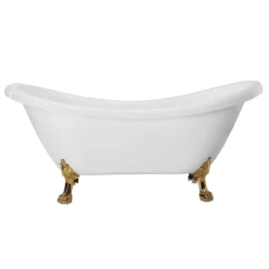 Florence Acrylic Double Slipper Clawfoot Tub - No Faucet Drillings - Lion Paw Feet -VINTAGE TUB Store rma70ds0wlps 2