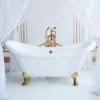 Florence Acrylic Double Slipper Clawfoot Tub - No Faucet Drillings - Lion Paw Feet -VINTAGE TUB Store rma70ds0wlps 1