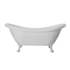 Florence Acrylic Double Slipper Clawfoot Tub - No Faucet Drillings - Lion Paw Feet -VINTAGE TUB Store rma70ds0wlpw 2