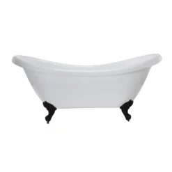 Victoria 70 Inch Acrylic Double Slipper Clawfoot Tub - No Faucet Drillings - Imperial Ball & Claw Feet -VINTAGE TUB Store rma70ds0wsib 2