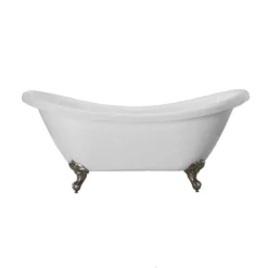 Victoria 70 Inch Acrylic Double Slipper Clawfoot Tub - No Faucet Drillings - Imperial Ball & Claw Feet -VINTAGE TUB Store rma70ds0wsibn 2