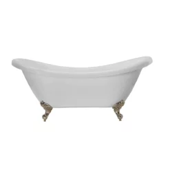 Victoria 70 Inch Acrylic Double Slipper Clawfoot Tub - No Faucet Drillings - Imperial Ball & Claw Feet -VINTAGE TUB Store rma70ds0wsipn 2
