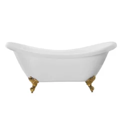 Victoria 70 Inch Acrylic Double Slipper Clawfoot Tub - No Faucet Drillings - Imperial Ball & Claw Feet -VINTAGE TUB Store rma70ds0wsis 2