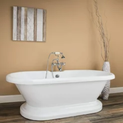 Amelia 71 Inch Acrylic Double Ended Pedestal Tub Package - White / Chrome Fixtures -VINTAGE TUB Store rma71de7w8pw 6