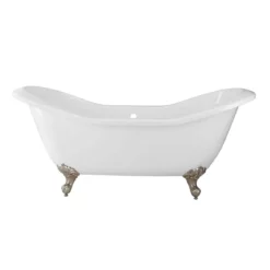 Serenity 72 Inch Acrylic Double Slipper Clawfoot Tub - No Faucet Drillings - Imperial Ball & Claw Feet -VINTAGE TUB Store rma72ds0dibn side 1 1