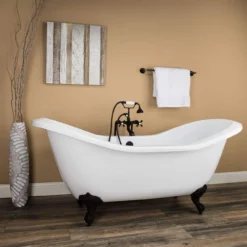 Serenity 72 Inch Acrylic Double Slipper Clawfoot Tub - No Faucet Drillings - Imperial Ball & Claw Feet -VINTAGE TUB Store rma72ds0diorb 2