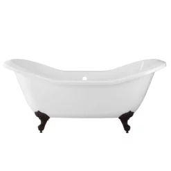 Serenity 72 Inch Acrylic Double Slipper Clawfoot Tub - No Faucet Drillings - Imperial Ball & Claw Feet -VINTAGE TUB Store rma72ds0diorb side 1 1