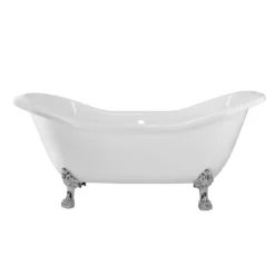 Serenity 72 Inch Acrylic Double Slipper Clawfoot Tub - No Faucet Drillings - Lion Paw Feet 19 Serenity 72 Inch Acrylic Double Slipper Clawfoot Tub - No Faucet Drillings - Lion Paw Feet -VINTAGE TUB Store rma72ds0lpc side 1 1