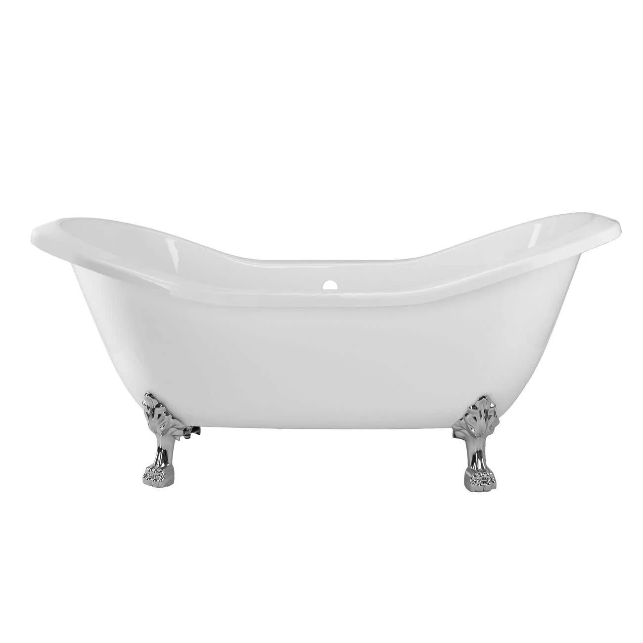 Serenity 72 Inch Acrylic Double Slipper Clawfoot Tub - No Faucet Drillings - Lion Paw Feet 6 Serenity 72 Inch Acrylic Double Slipper Clawfoot Tub - No Faucet Drillings - Lion Paw Feet - Image 4