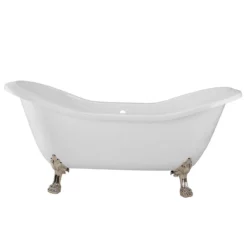 Serenity 72 Inch Acrylic Double Slipper Clawfoot Tub - No Faucet Drillings - Lion Paw Feet 21 Serenity 72 Inch Acrylic Double Slipper Clawfoot Tub - No Faucet Drillings - Lion Paw Feet -VINTAGE TUB Store rma72ds0lppn side 1 1