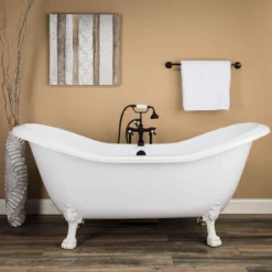 Serenity 72 Inch Acrylic Double Slipper Clawfoot Tub - No Faucet Drillings - Lion Paw Feet 17 Serenity 72 Inch Acrylic Double Slipper Clawfoot Tub - No Faucet Drillings - Lion Paw Feet -VINTAGE TUB Store rma72ds0wlwh 1
