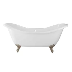 Serenity 72 Inch Acrylic Double Slipper Clawfoot Tub - Rim Faucet Drillings - Imperial Ball & Claw Feet 19 Serenity 72 Inch Acrylic Double Slipper Clawfoot Tub - Rim Faucet Drillings - Imperial Ball & Claw Feet -VINTAGE TUB Store rma72ds7dibn side 1 1