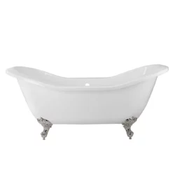 Serenity 72 Inch Acrylic Double Slipper Clawfoot Tub Package - White / Chrome Feet & Fixtures -VINTAGE TUB Store rma72ds7dic side 1 3