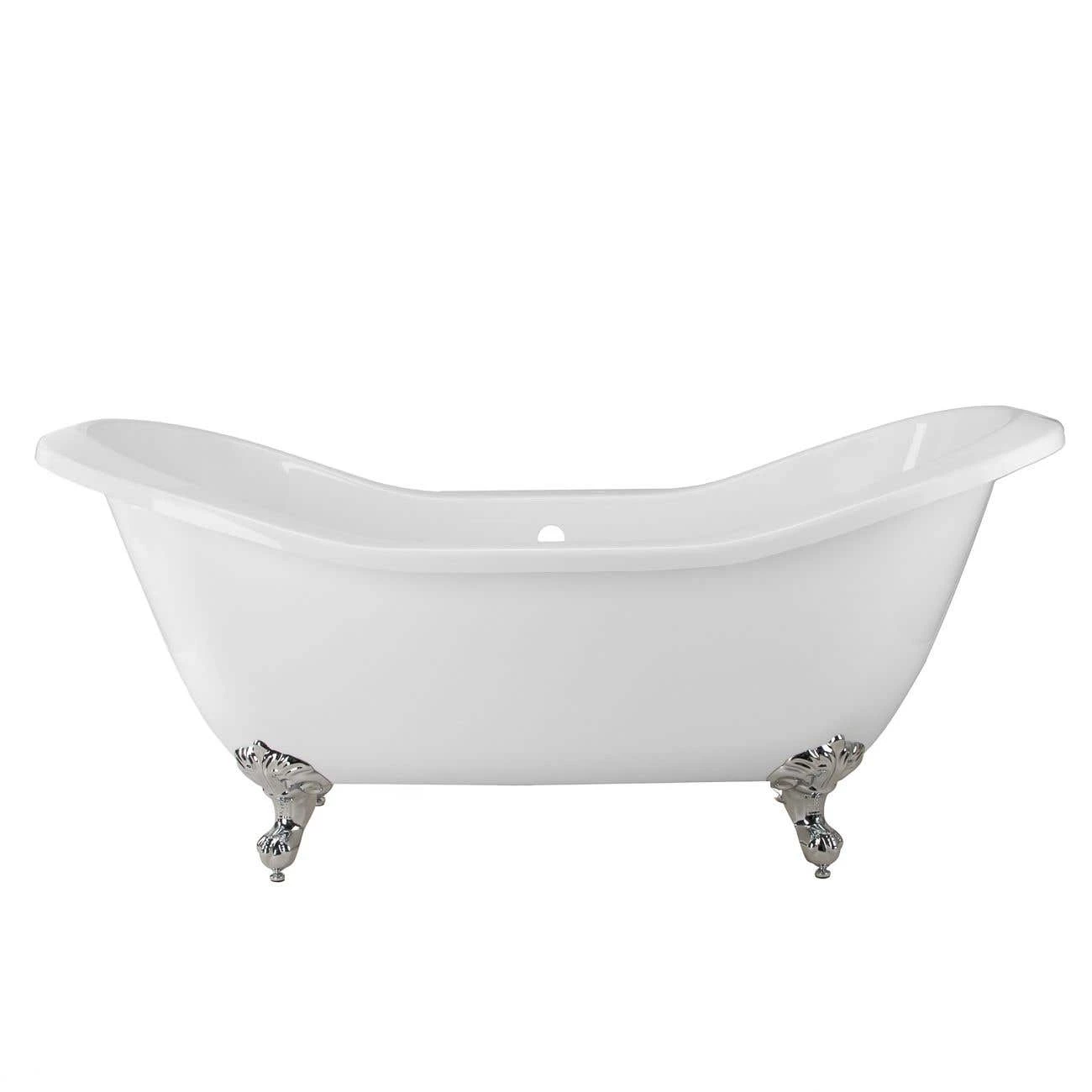 Serenity 72 Inch Acrylic Double Slipper Tub And Shower Package - White / Chrome Feet & Fixtures 4 Serenity 72 Inch Acrylic Double Slipper Tub And Shower Package - White / Chrome Feet & Fixtures - Image 2