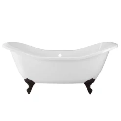 Serenity 72 Inch Acrylic Double Slipper Clawfoot Tub - Rim Faucet Drillings - Imperial Ball & Claw Feet 22 Serenity 72 Inch Acrylic Double Slipper Clawfoot Tub - Rim Faucet Drillings - Imperial Ball & Claw Feet -VINTAGE TUB Store rma72ds7diorb side 1 1