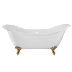 Serenity 72 Inch Acrylic Double Slipper Clawfoot Tub - Rim Faucet Drillings - Imperial Ball & Claw Feet 20 Serenity 72 Inch Acrylic Double Slipper Clawfoot Tub - Rim Faucet Drillings - Imperial Ball & Claw Feet -VINTAGE TUB Store rma72ds7dipb side 1 1