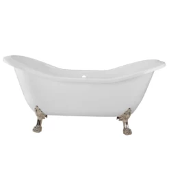 Serenity 72 Inch Acrylic Double Slipper Clawfoot Tub - Rim Drillings - Lion Paw Feet -VINTAGE TUB Store rma72ds7lppn side 1 1