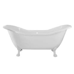 Serenity 72 Inch Acrylic Double Slipper Clawfoot Tub - Rim Drillings - Lion Paw Feet -VINTAGE TUB Store rma72ds7lpw side 1 1
