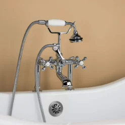 Serenity 72 Inch Acrylic Double Slipper Clawfoot Tub Package - White / Chrome Feet & Fixtures -VINTAGE TUB Store rma72ds7wlpc 4