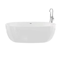 Zoey Acrylic Double Ended Freestanding Tub Package - No Faucet Drillings - White / Chrome Fixtures -VINTAGE TUB Store rmbp24 tub bundle chrome shot01 s462fab8uez31awm