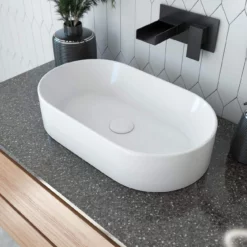 Minimalist Collection Ceramic Oblong Vessel Bathroom Sink