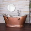 Juan 71 Inch Copper Freestanding Double Slipper Bathtub - Brown Copper / Satin Nickel -VINTAGE TUB Store rmc16 bsn newlife