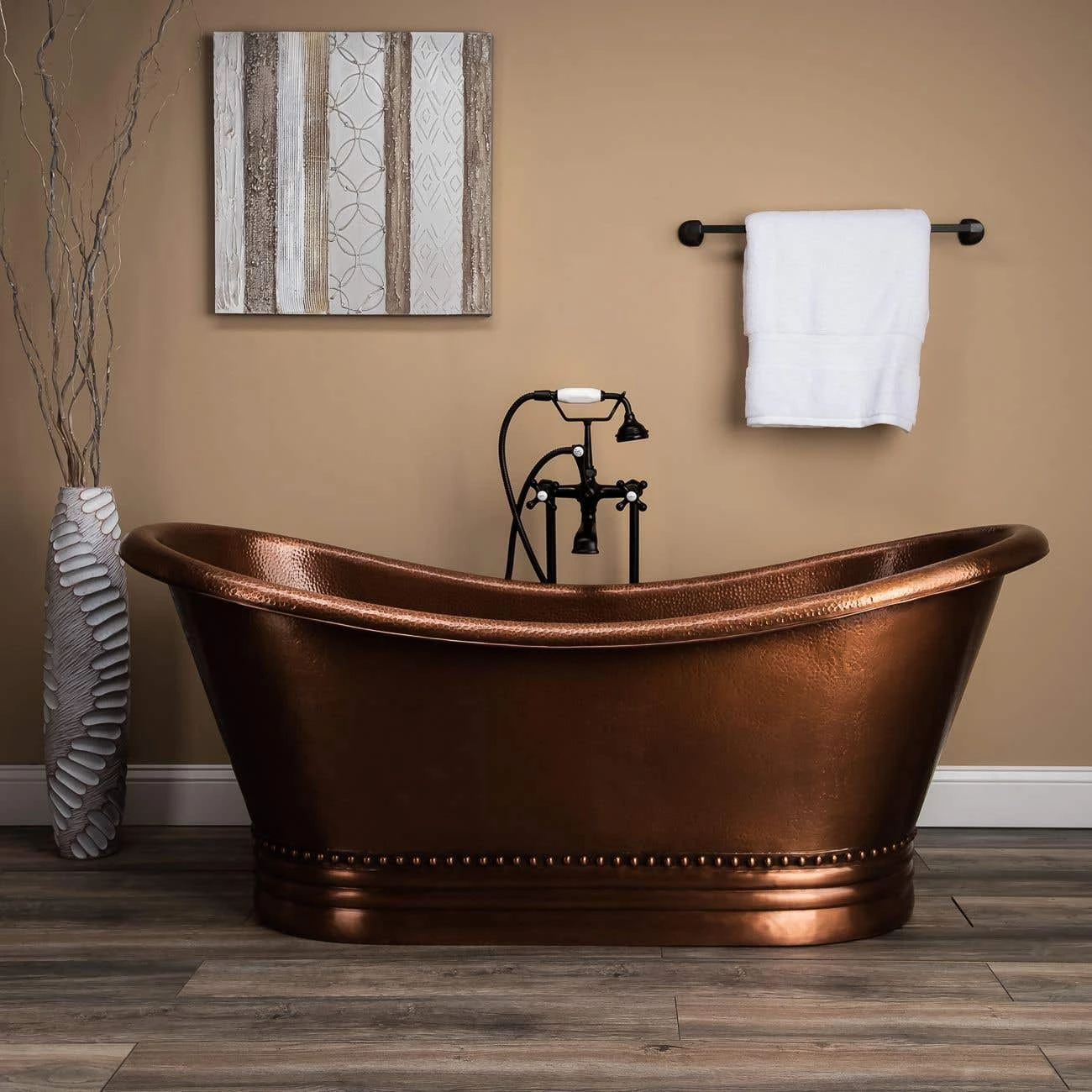 Melody 58 Inch Copper Freestanding Double Slipper Bathtub - Medium Copper 3 Melody 58 Inch Copper Freestanding Double Slipper Bathtub - Medium Copper