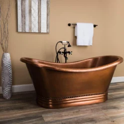 Melody 58 Inch Copper Freestanding Double Slipper Bathtub - Medium Copper 11 Melody 58 Inch Copper Freestanding Double Slipper Bathtub - Medium Copper -VINTAGE TUB Store rmc19 m angle