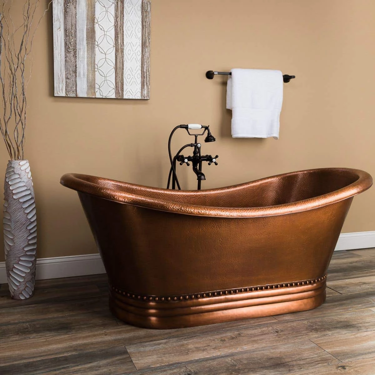 Melody 58 Inch Copper Freestanding Double Slipper Bathtub - Medium Copper 5 Melody 58 Inch Copper Freestanding Double Slipper Bathtub - Medium Copper - Image 3