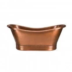 Melody 58 Inch Copper Freestanding Double Slipper Bathtub - Medium Copper 13 Melody 58 Inch Copper Freestanding Double Slipper Bathtub - Medium Copper -VINTAGE TUB Store rmc19 m front