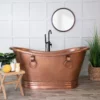 Abbott 66 Inch Copper Freestanding Double Slipper Bathtub - Medium Copper -VINTAGE TUB Store rmc3 m newlife