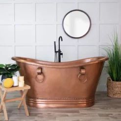 Abbott 66 Inch Copper Freestanding Double Slipper Bathtub - Medium Copper