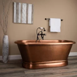 Haden 66 Inch Copper Freestanding Double Ended Bathtub - Medium Copper -VINTAGE TUB Store rmc5 m angle