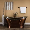 Shea 62 Inch Copper Freestanding Double Slipper Bathtub - Medium Copper / Satin Nickel