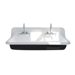 48 Inch Cast Iron Wall Mount Farmhouse Trough Sink -VINTAGE TUB Store rmcastsink48 blk white