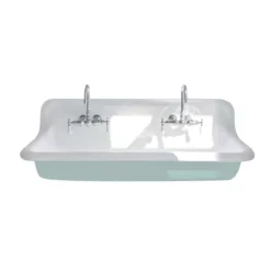 48 Inch Cast Iron Wall Mount Farmhouse Trough Sink -VINTAGE TUB Store rmcastsink48 teal white