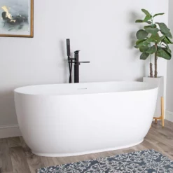 Mindy Matte White Double Ended Freestanding Tub -VINTAGE TUB Store rmd8370 59 life side