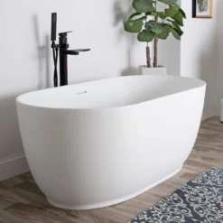 Mindy Matte White Double Ended Freestanding Tub -VINTAGE TUB Store rmd8370 59 life side alt